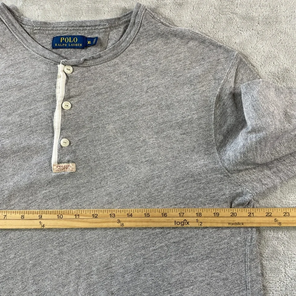 Polo Ralph Lauren Henley Shirt  Mens XL Gray Long Sleeve Classic Preppy School